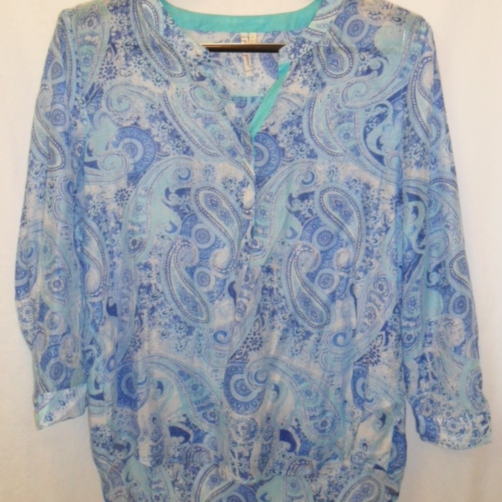 GRAND & GREENE Hi Lo Paisley  Coverup Tunic Top